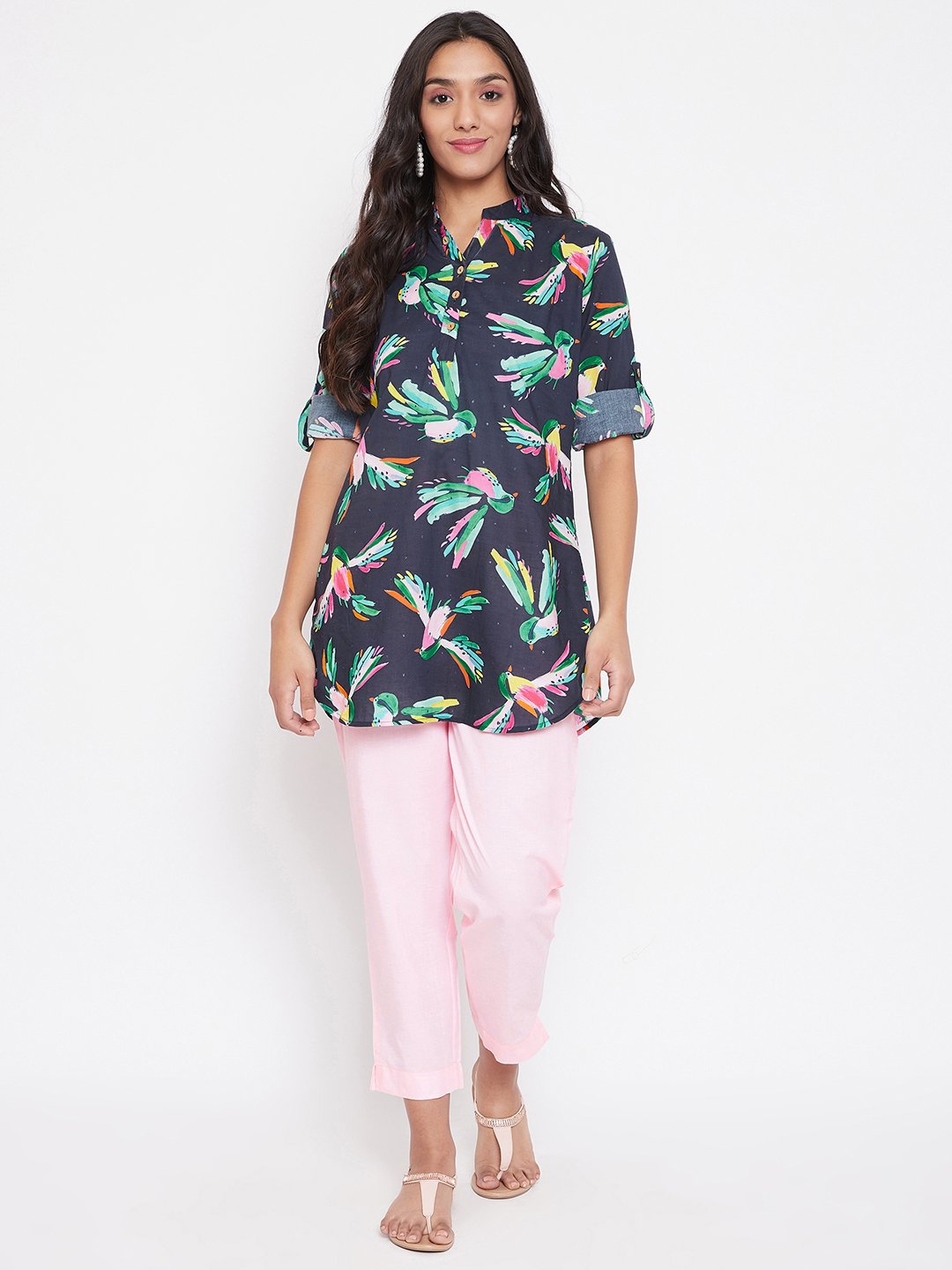 Women's Printed Shirt & Trouser Set - BitterLime