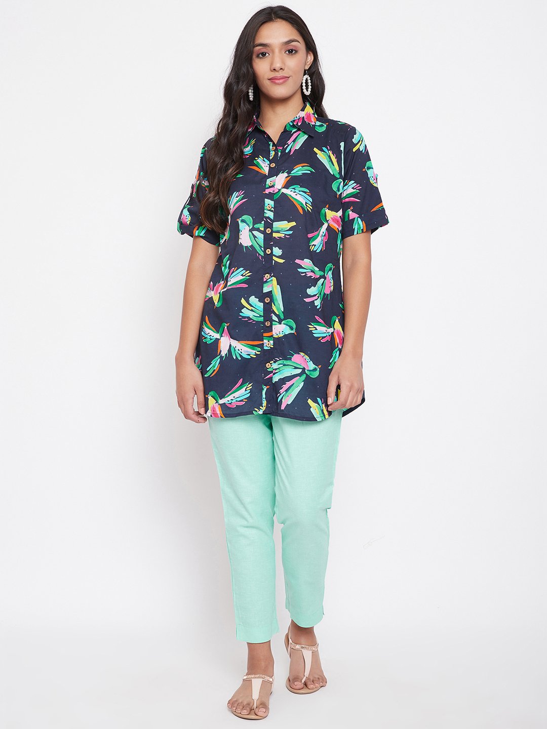 Women's Printed Shirt & Trouser Set - BitterLime