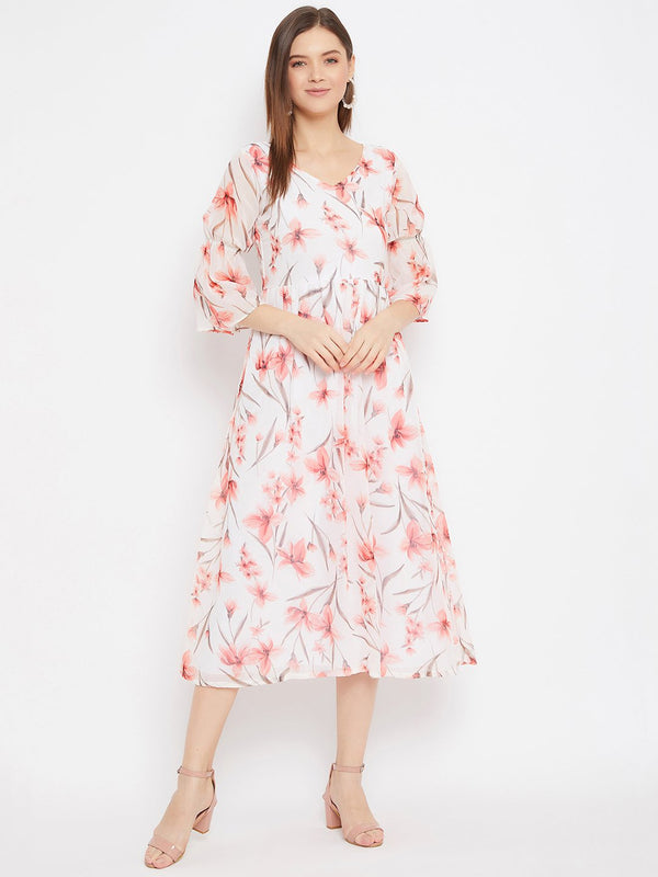 Women's Floral Printed Dress - BitterLime