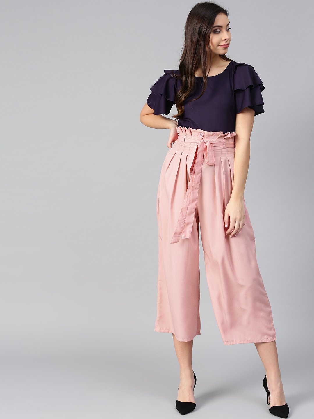 Women's Flared Ruffle Top & Trouser Set  - BitterLime