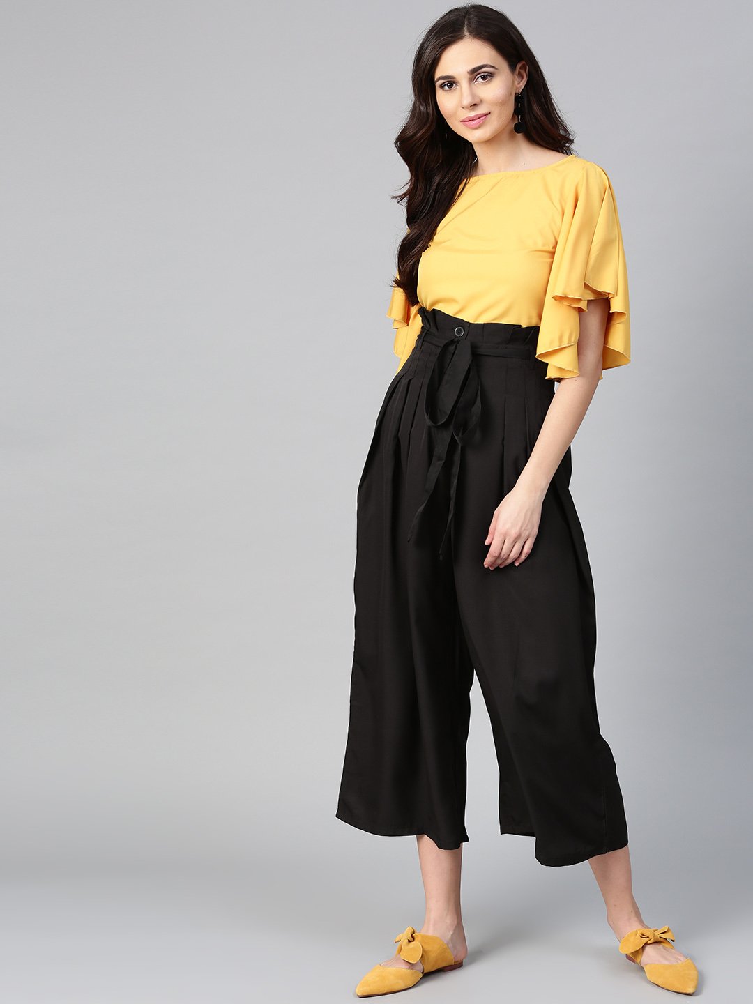 Women's Flared Ruffle Top & Trouser Set  - BitterLime