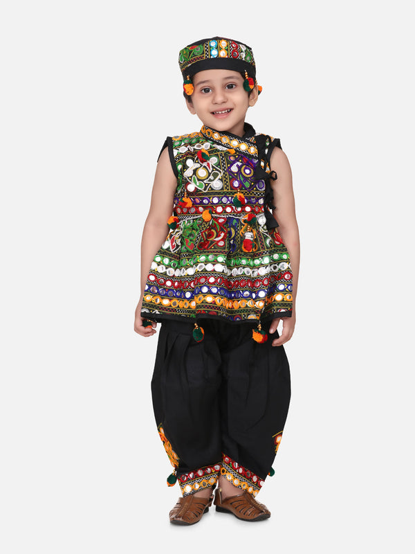 Boy's Black Cotton Dhoti Sets - Bownbee