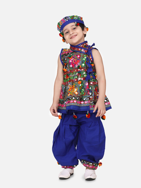 Boy's Blue Cotton Dhoti Sets - Bownbee