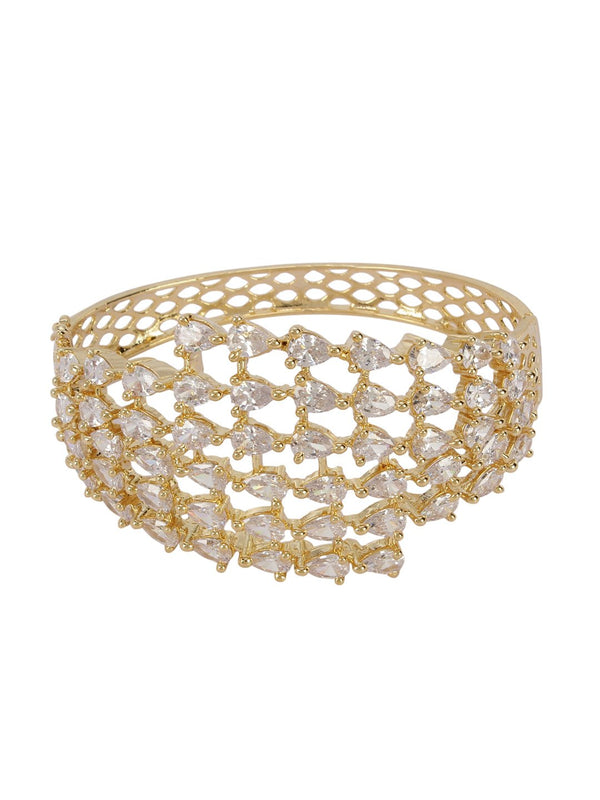 Women's Gold-Plated American Diamond Studded Kada Bracelet - Priyaasi