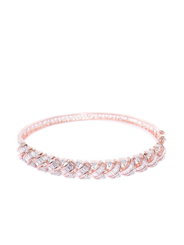 Women's Rose Gold-Plated American Diamond Bracelet - Priyaasi