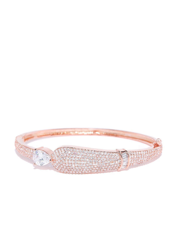 Women's Rose Gold-Plated American Diamond Studded Bracelet - Priyaasi