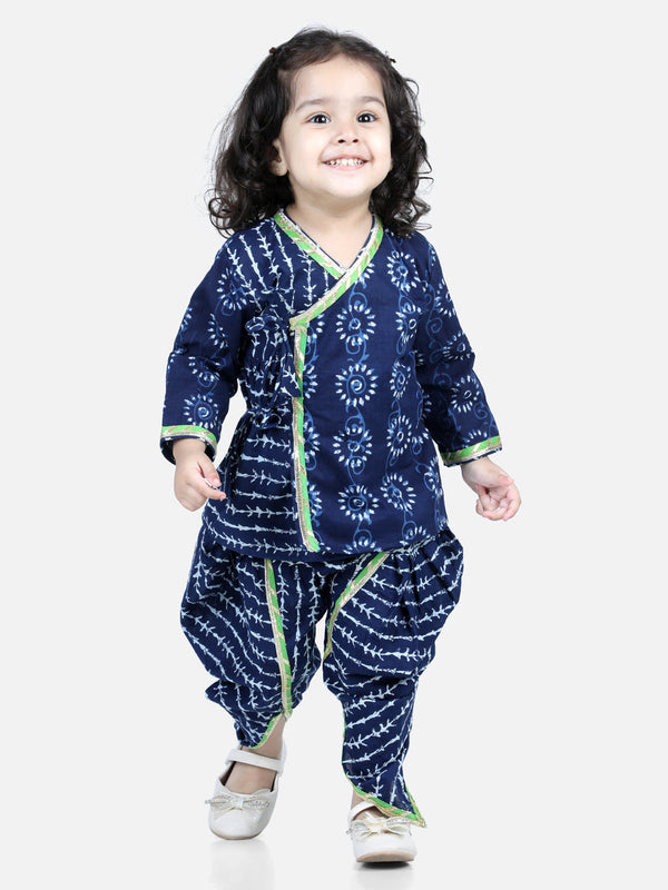 Girl's Cotton Indigo Dhoti Sets - Bownbee