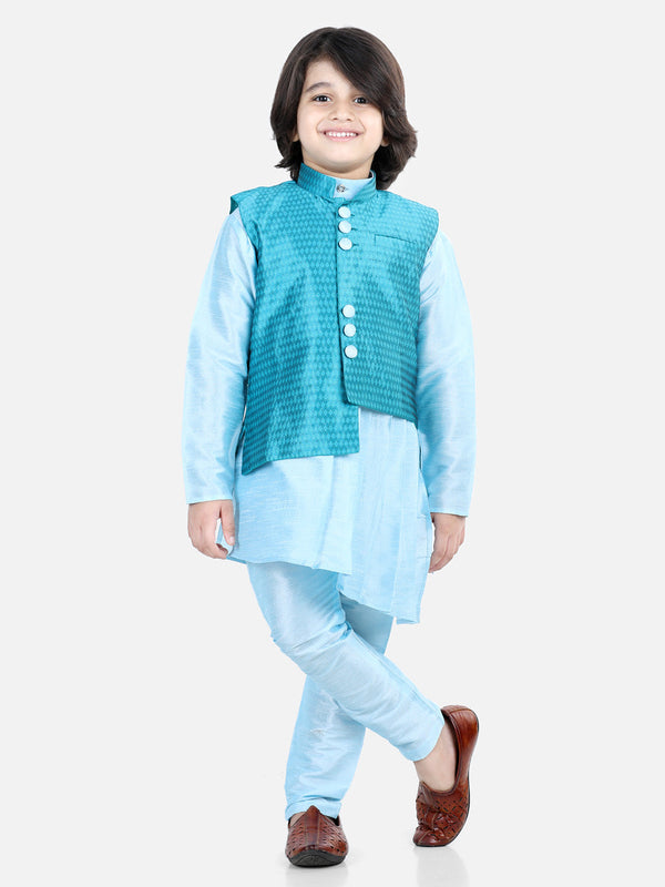 Boy's Blue Cotton Kurta Sets - Bownbee