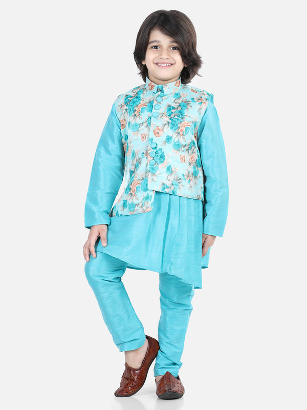 Boy's Blue Cotton Kurta Sets - Bownbee