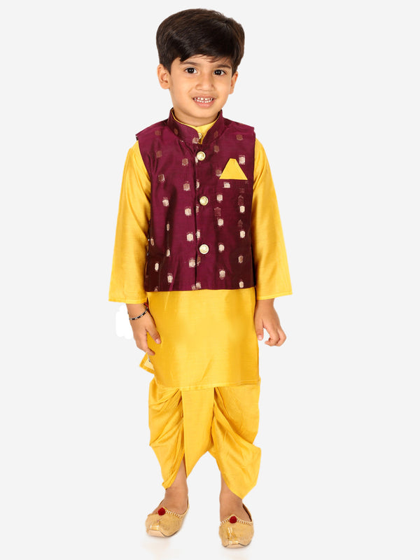 Boy's Purple Chanderi Dhoti Sets - Bownbee