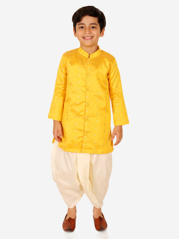 Boy's Yellow Silk Dhoti Sets - Bownbee