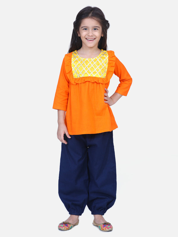 Girl's Cotton Orange Sets - Bownbee