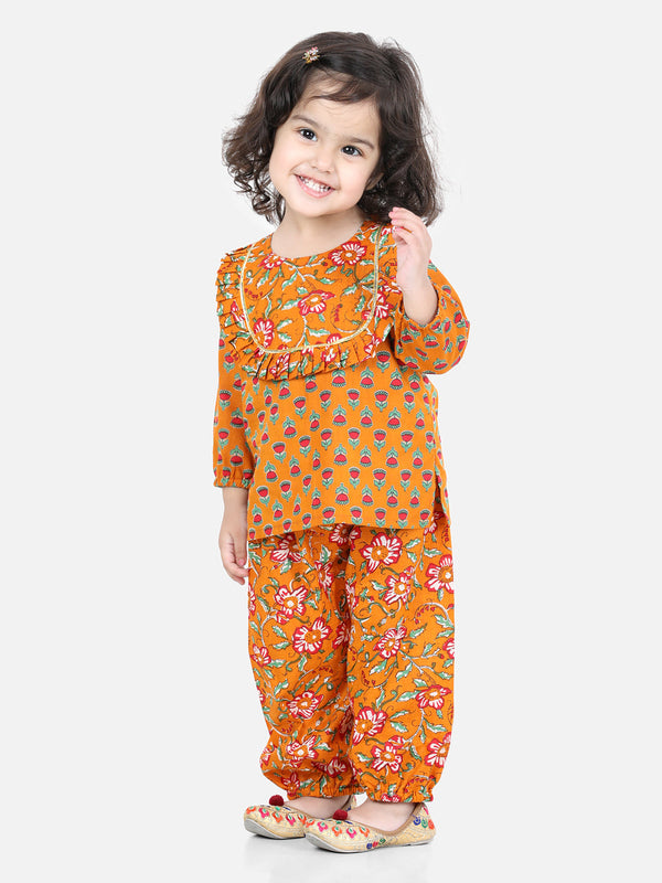 Girl's Cotton Orange Sets - Bownbee