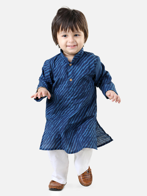 Boy's Blue Cotton Kurta Sets - Bownbee