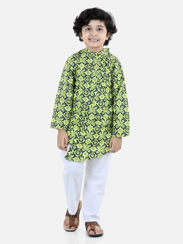 Boy's Yellow Cotton Kurta Sets - Bownbee