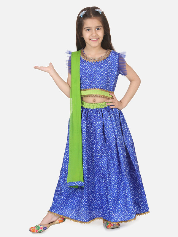 Girl's Silk Blue Lehenga Sets - Bownbee