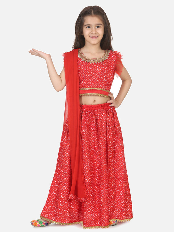 Girl's Silk Red Lehenga Sets - Bownbee