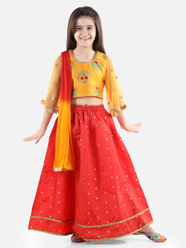 Girl's Silk Yellow Lehenga Sets - Bownbee