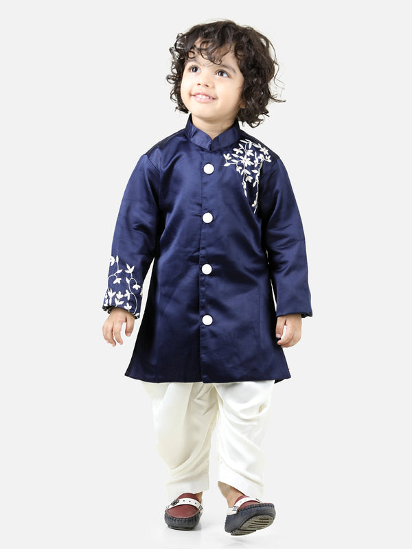 Boy's Blue Cotton Sherwani Sets - Bownbee