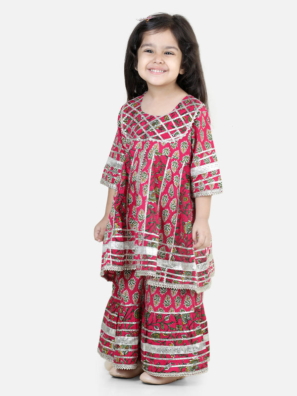 Girl's Cotton Pink Kurta Sets - Bownbee