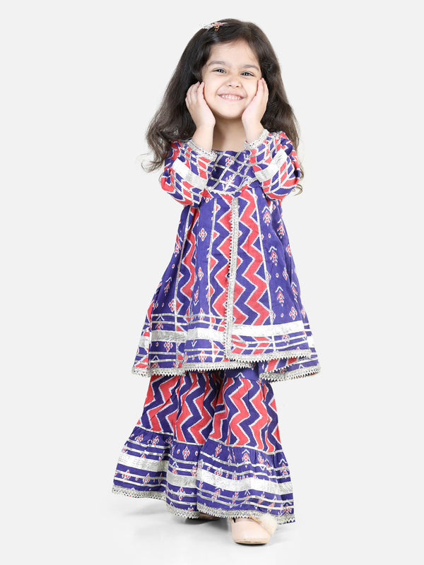 Girl's Cotton Purple Kurta Sets - Bownbee