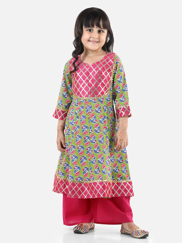 Girl's Cotton Grey Anarkali Sets - Bownbee