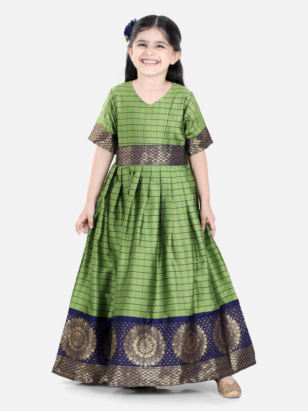 Girl's Silk Green Dresses - Bownbee