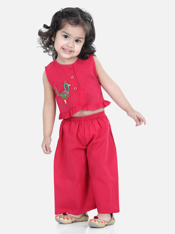 Girl's Cotton Pink Dhoti Sets - Bownbee