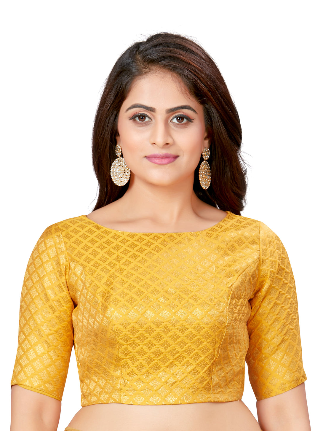 Women's Brocade Elbow Length Sleeves Readymade Saree Blouse - Madhu Fashion