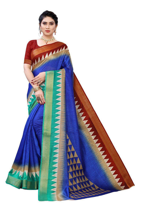 Women's Linen Jari Border Saree With Blouse Piece1 - Vamika