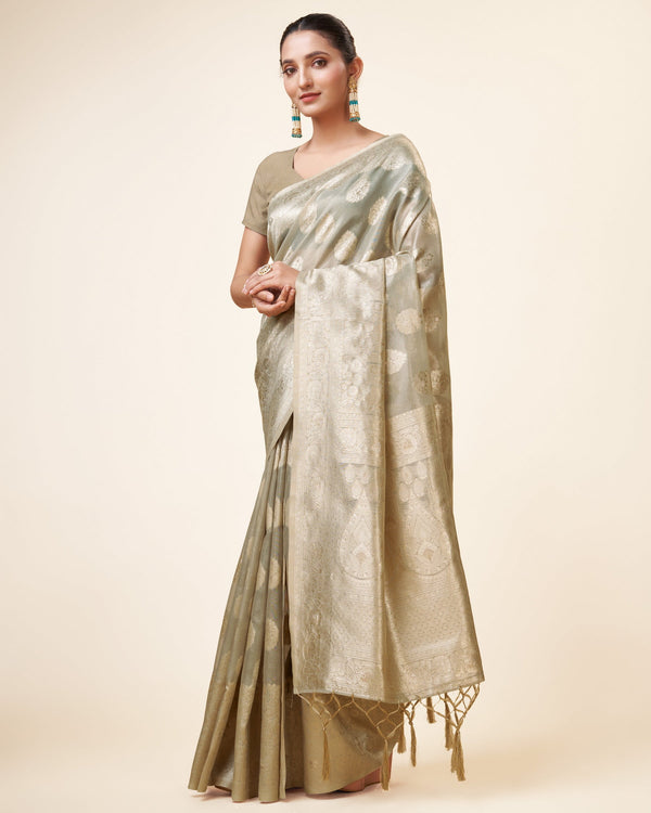 Women's Woven Saree With Blouse Set-Grey - Sweet Smile