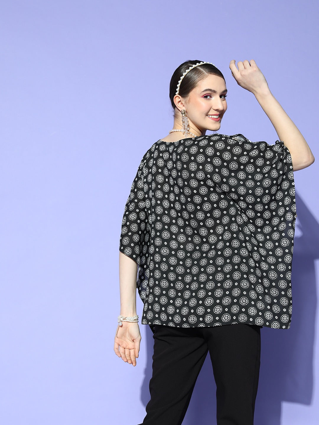 Black Kaftan Top-Indiakreations-JS8166TOPBKXS