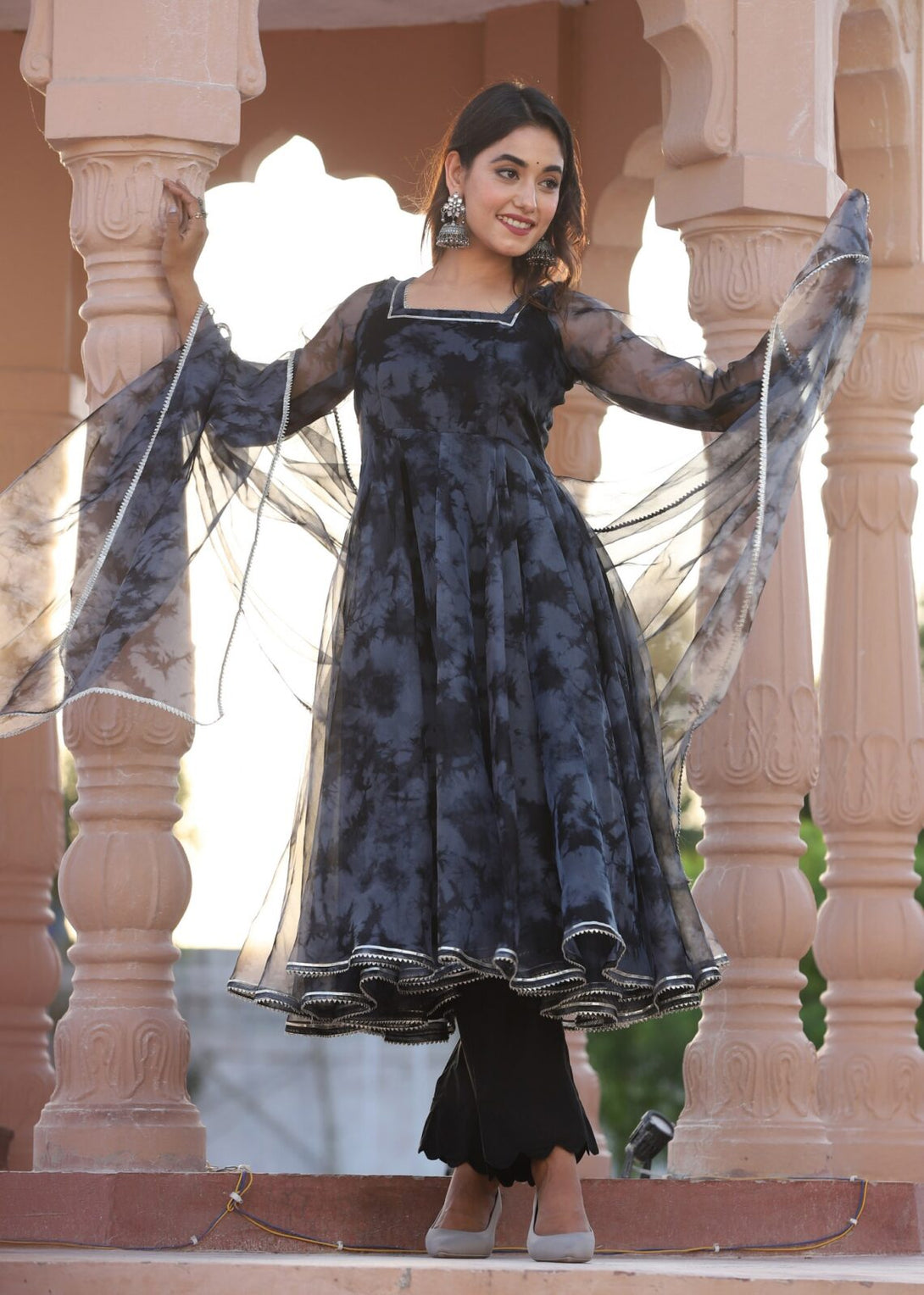 Women's Black Tie Day Orgenza Anarkali Suits - Lado Jaipuri