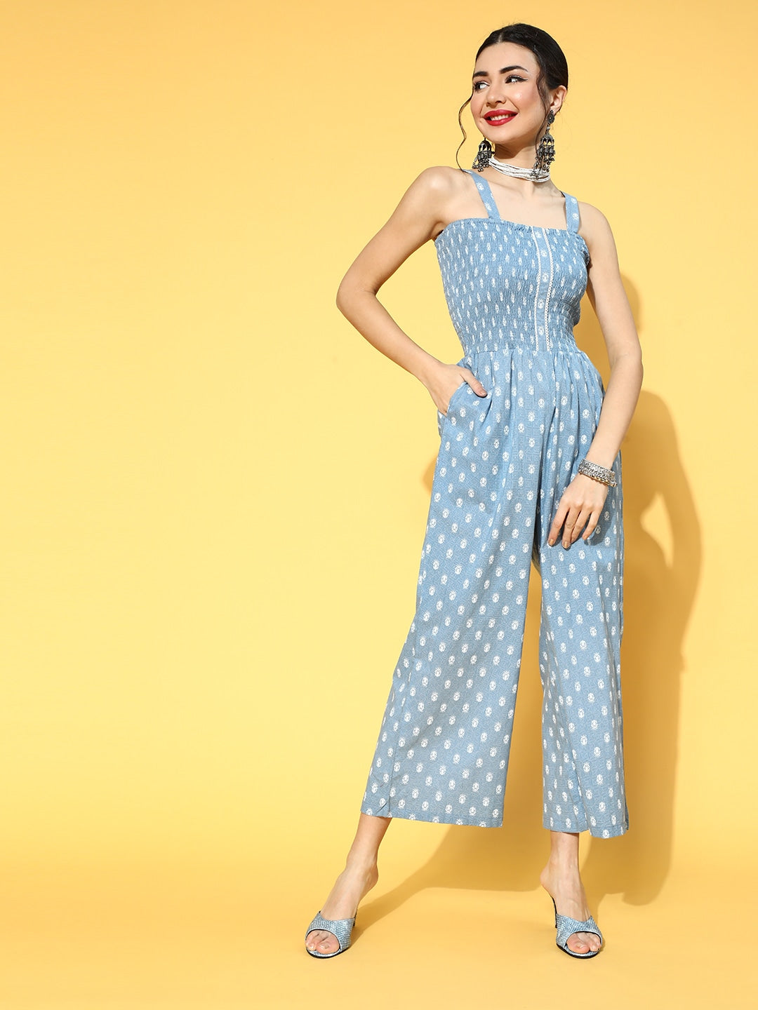 Blue Printed Jumpsuit-Indiakreations-JS9550JSSBS