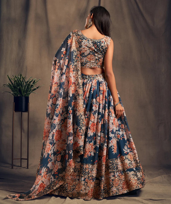 Women's New Fashion Embroidered Designer Weddinng Digital Print Lehenga Choli With Dupatta Semi Stitched. - Embro Vision