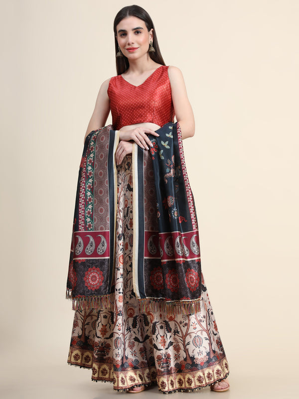 Women's New Fashion Digital Print work Designer Party Wear Lehenga Choli With Dupatta Semi Stitched. - Embro Vision