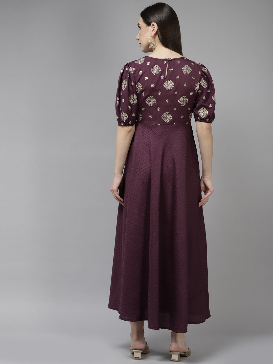 Burgundy Maxi Dress-Indiakreations-JS9835DRSBUGS