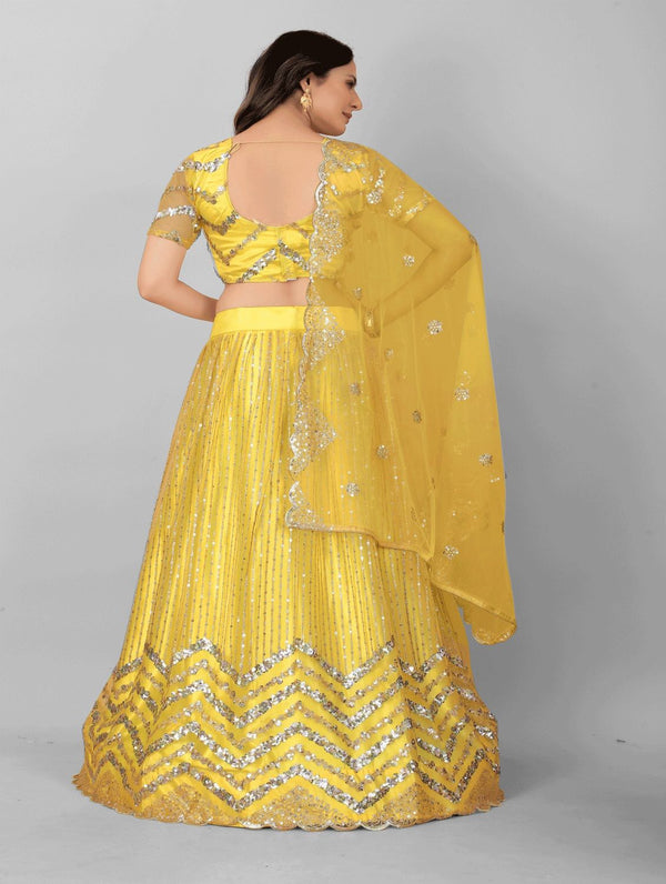 Women's Yellow color Semi-Stitched  Lehenga Choli with Dupatta - Embro Vision