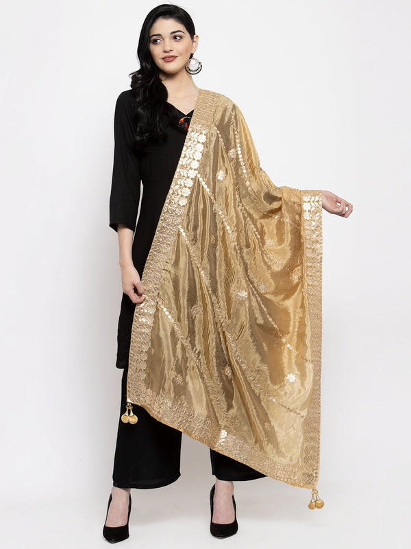 Women's Fawn Gotta Patti Poly Silk Dupatta - Wahe-NOOR