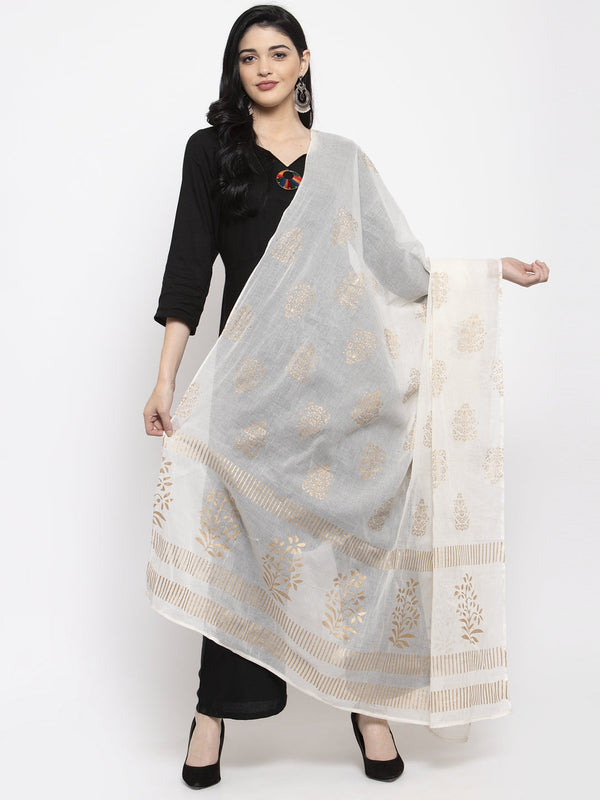 Women's Off-White Printed Dupatta - Wahe-NOOR