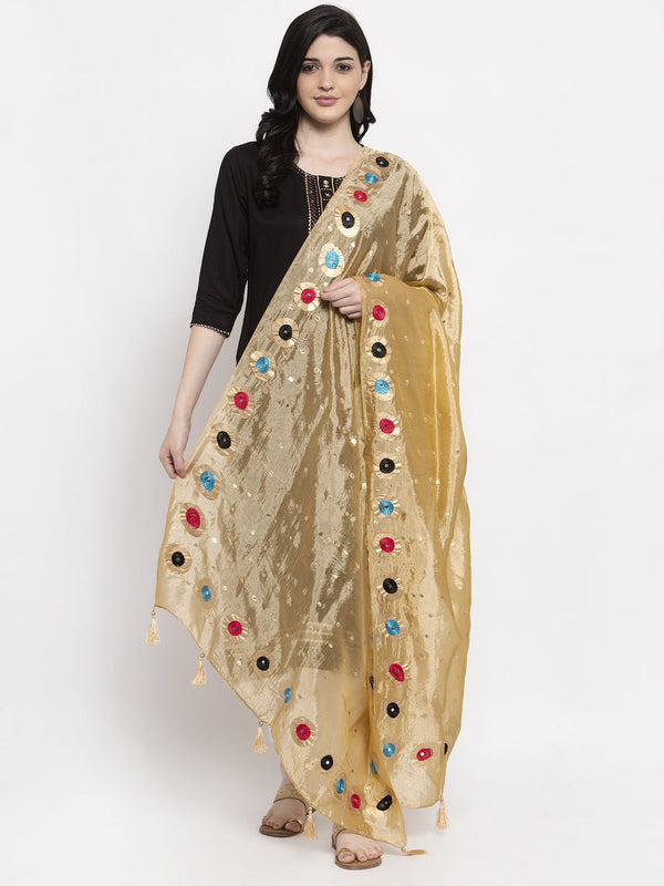 Women's Fawn Printed Poly Silk Dupatta - Wahe-NOOR