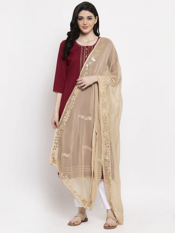 Women's Fawn Gotta Patti Chiffon Dupatta - Wahe-NOOR