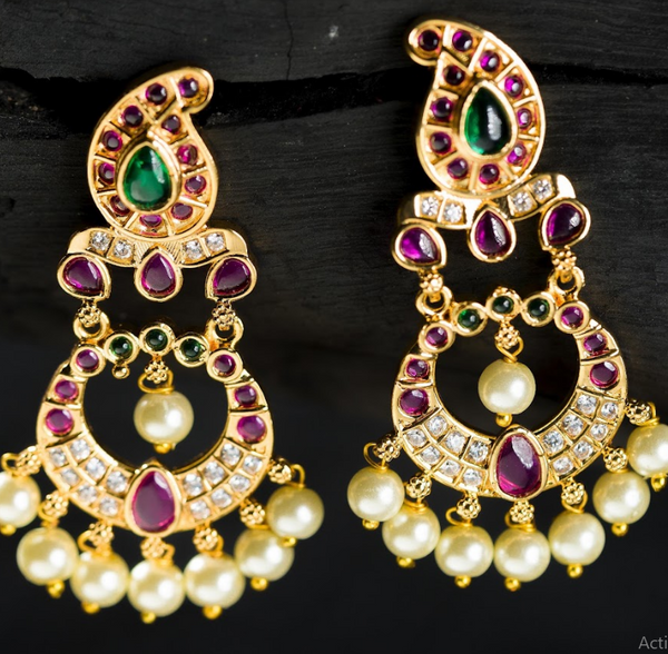 Women's Gold Plated Contemporary Chandbali Jumki - Alankara