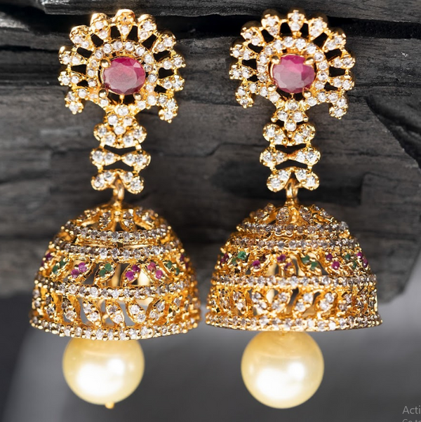 Women's Gold Plated Contemporary Butalu Jumki Earrings - Alankara