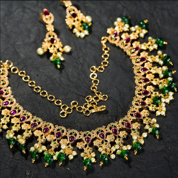 Women's Alluring Necklace Set Gold Plated  - Alankara