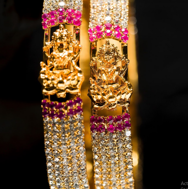 Women's Cz Bangles Gold Plated  - Alankara