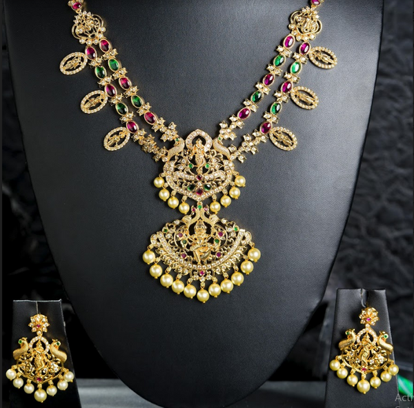 Women's 2Line Krishna Necklace Set Gold Plated  - Alankara