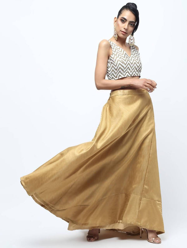 Women's Golden Silk Blend Skirt - Cheera