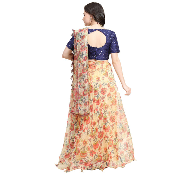 Women's Yellow color Semi-Stitched  Lehenga Choli with Dupatta - Embro Vision