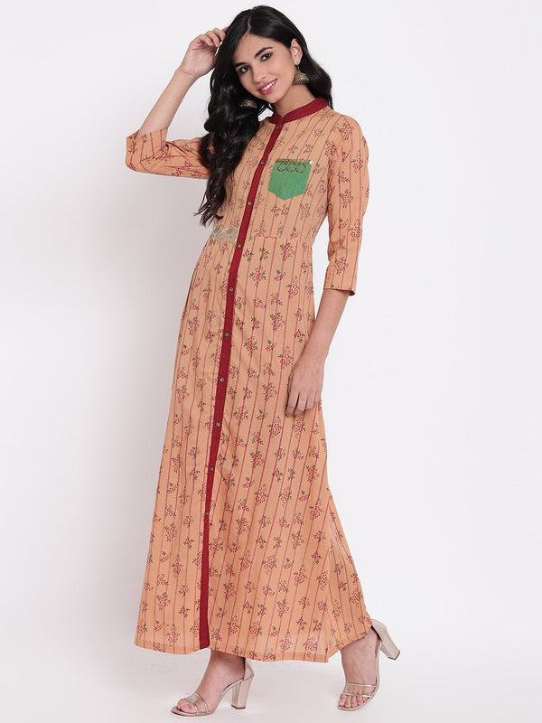 Women's High Low Grey Embroidered Cotton Kurta - Divena